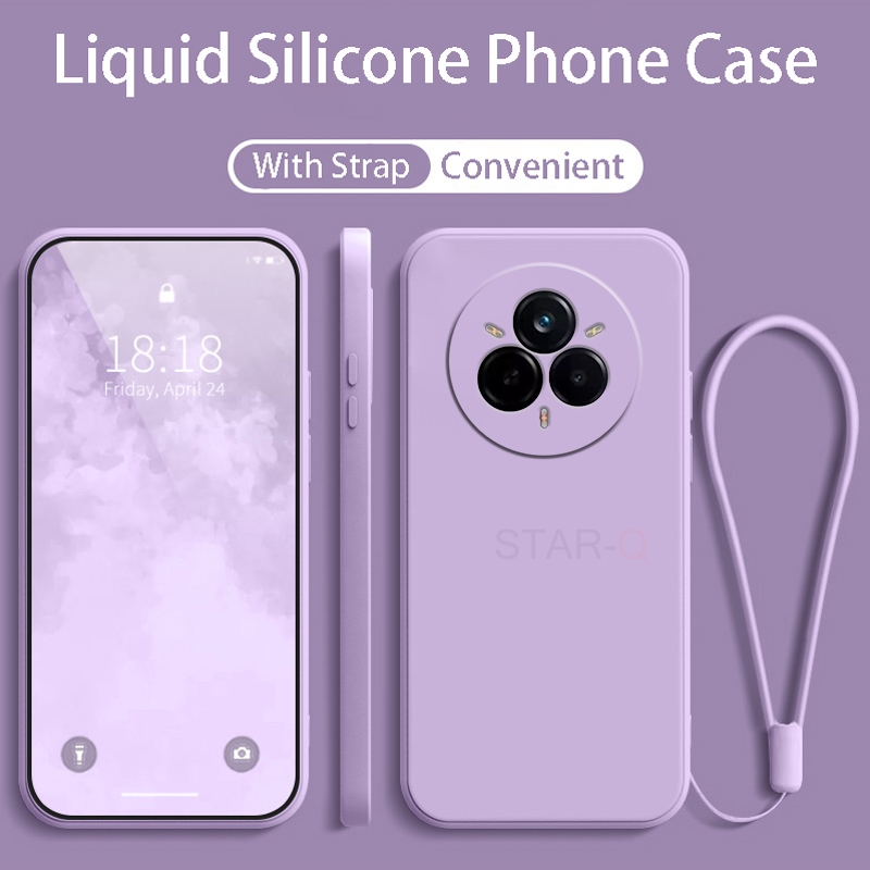 Realme 14 realme 13 realme 12 original strap liquid silicone phone case for oppo realme 14 13 12 11 pro plus lanyard back cover: Aluminium / Klar