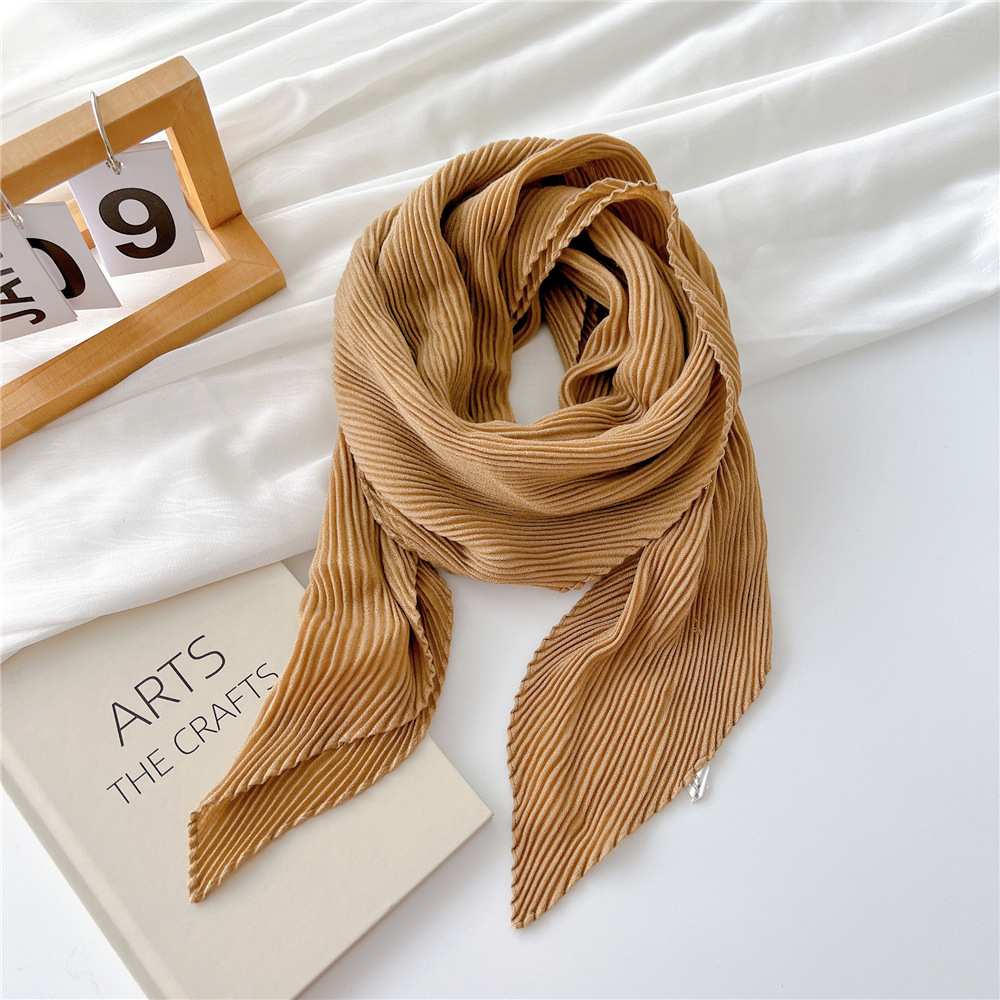 Lenços Bandana Grandes para Mulheres, Rugas Hijab, Xales Quadrados, Envoltórios, Lenços Macios de Pescoço de Algodão, Monocromáticos, 90cm: Marrom