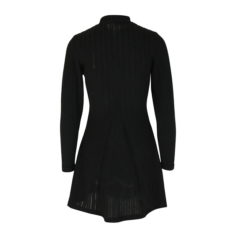 Robe trapèze noire sexy pour femme, col mi-haut, manches longues, mince, décontracté, club, fête, dame, automne,