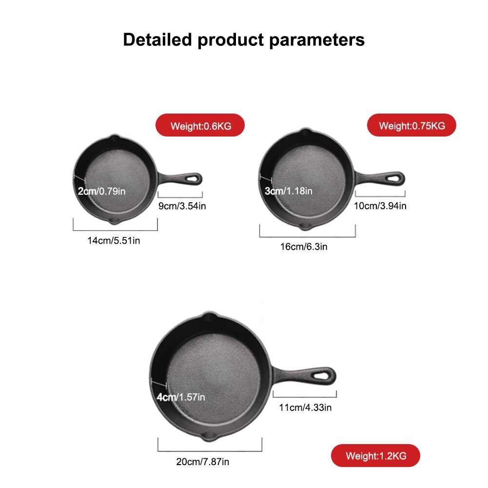 Cast Iron Non-stick 14-20CM Skillet Frying Pan for Gas Induction Cooker Egg Pancake Pot Kitchen&Dining Tools Cookware