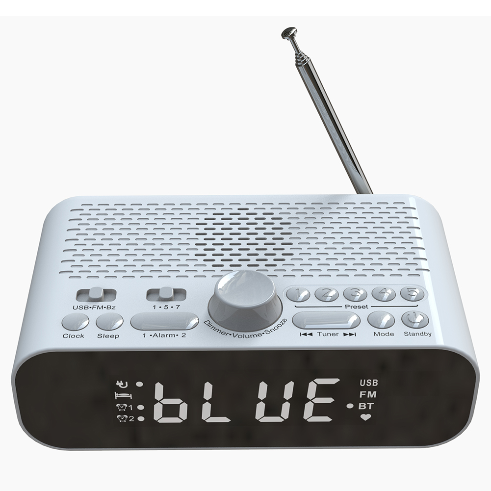 digital vekkerklokkeradio med ledet-skjerm og digital radio med automatisk avstengingstimer, klokkeradio til soverommet