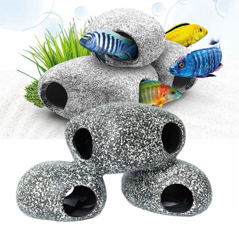 Ceramic Aquarium Cichlid Stone Rock Cave Stone Decoration Fish Tank Breeding Housing Shelter Ornament For Cichlid Fish