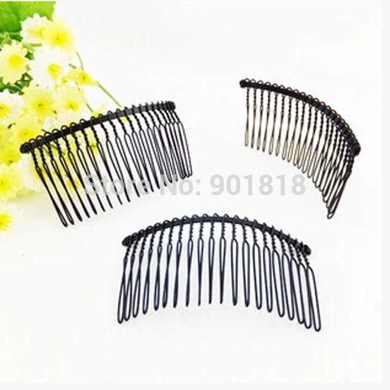 6 stks/partij 10 15 20 30 Tanden Zwart/Goud/Rhodium Kleur Metalen Kammen Bruiloft Bruid Clips Hoofddeksel haar Sticks Accessoires F1573