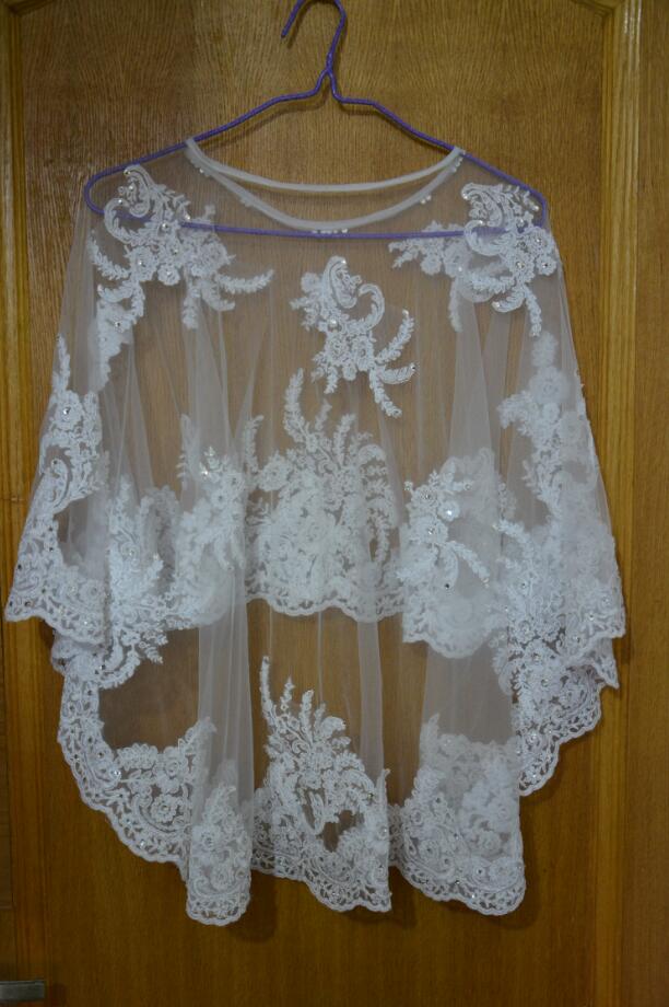 Mariée dentelle veste boléro mariage châle enveloppe Cape haussement d'épaules en blanc, ivoire boléro formel noir cape