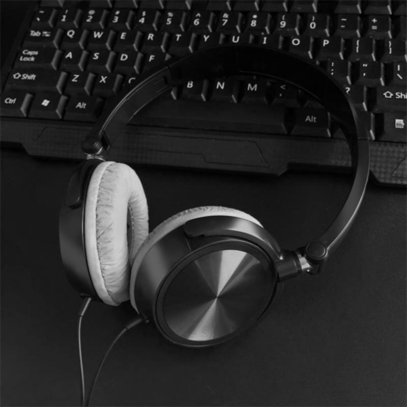 3.5mm Headphones Potable Gaming Headset Wired Earphone Fold Flat Stereo Bass Audio HiFi Headphones With Mic For Laptop PC: black no mic