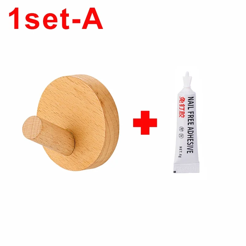 4/1 set träväggkrokar, väggmonterade vägghängare för att hänga handdukar, kläder, nyckelringar, heminredning, krokar med lim: Armégrön