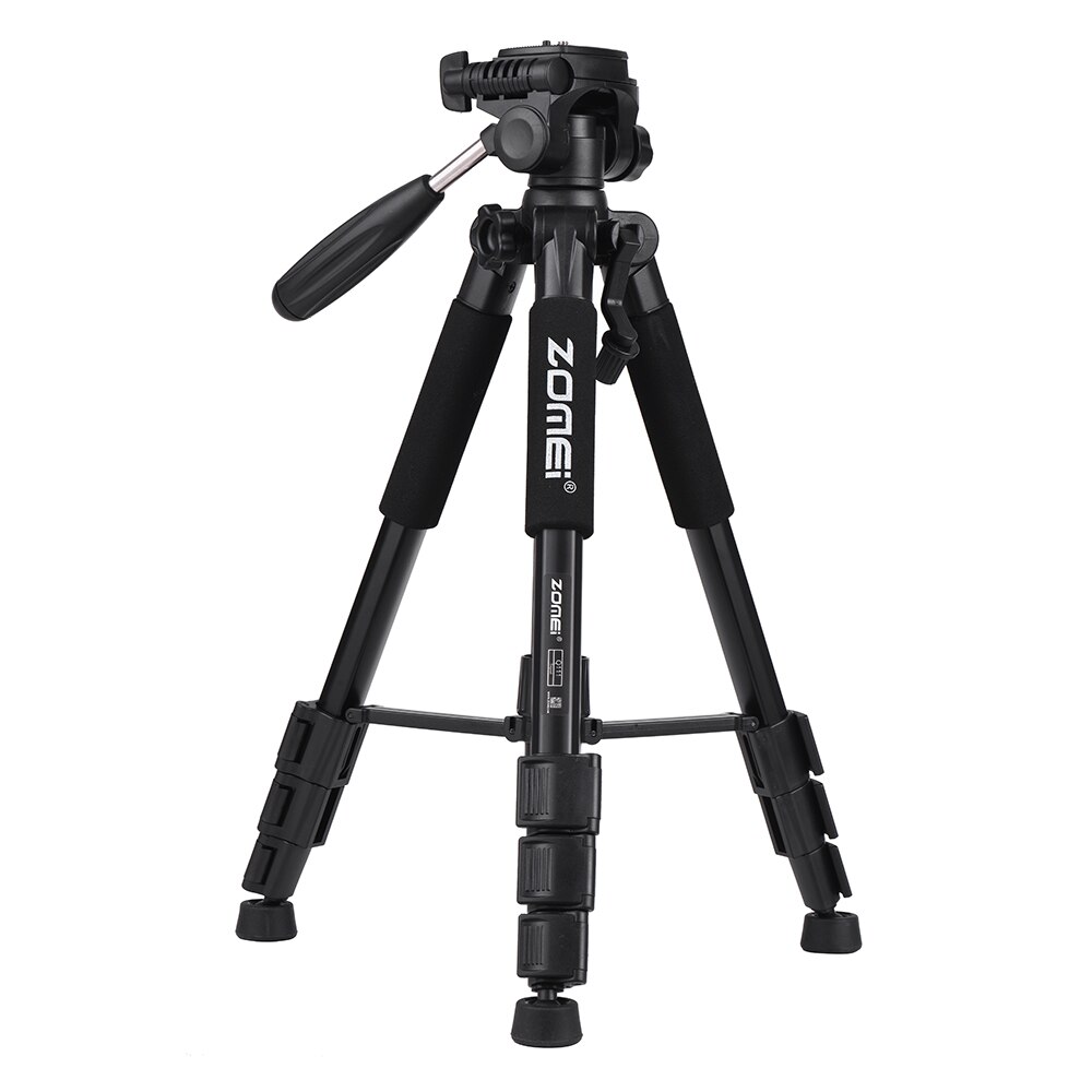 ZOMEI Q111 Tripod Lightweight Portable Aluminum Alloy Camera Travel Tripod with Quick Release Plate/ Carry Bag for DSLR Camera: black