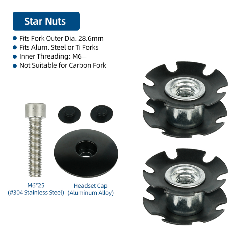 Fahrrad-Vorderradgabel-Montagekern 1 1/8 Zoll 28,6 mm Gabelanker-Headset-Sternmuttern zerschlagen in Einsätze Schüssel oben Deckel Suspension Stecker: Braun