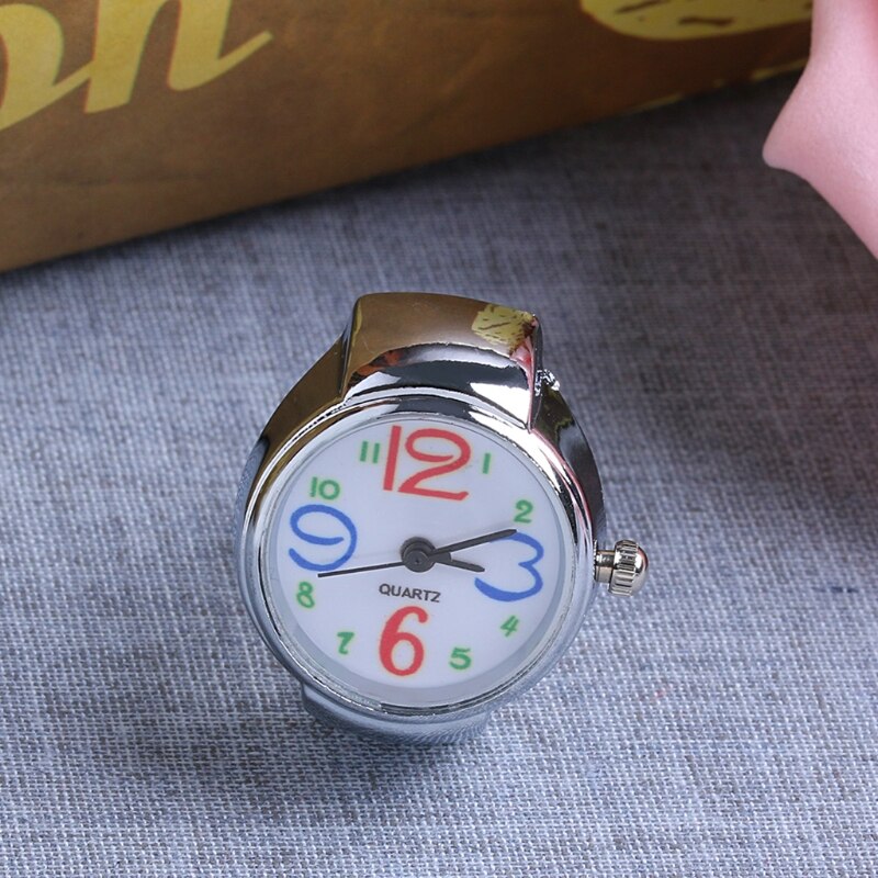 Movement Quartz Finger Ring Watch Dial Round Arabic Stainless Steel