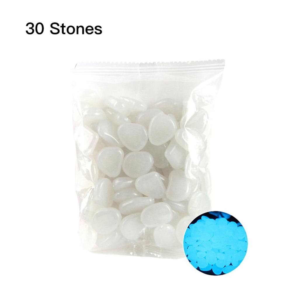 30pcs Garden Pebbles Glow Stones Rocks for Walkways Garden Path Patio Lawn Aquarium Decor Garden Yard Decor Luminous stones: white