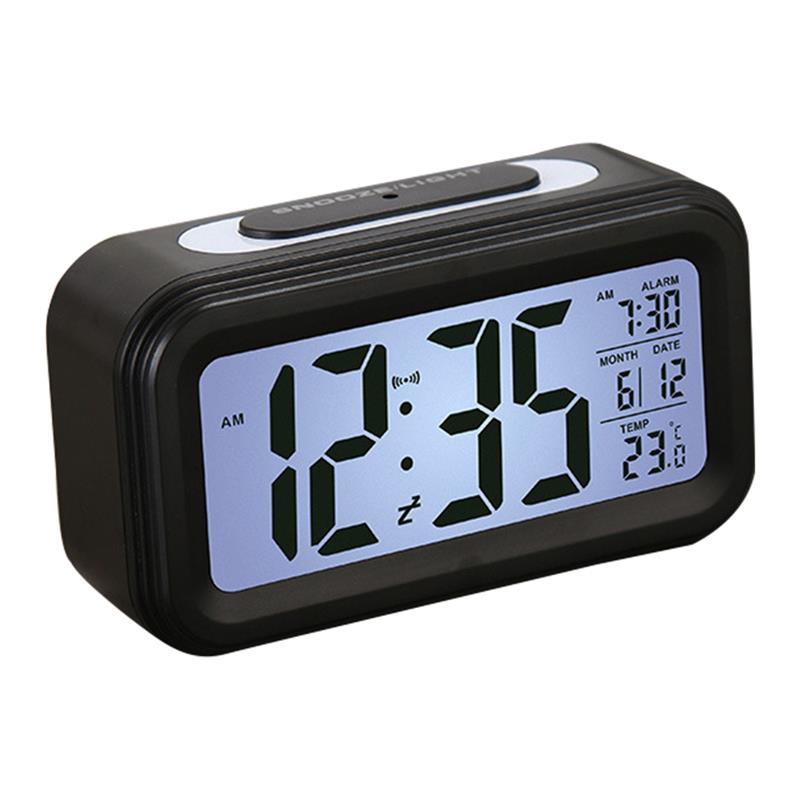 Digital Alarm Clock Electronic Table Clock With Snooze LED Display Desk Clocks With Temperature Calendar Smart Alarm Clock: black