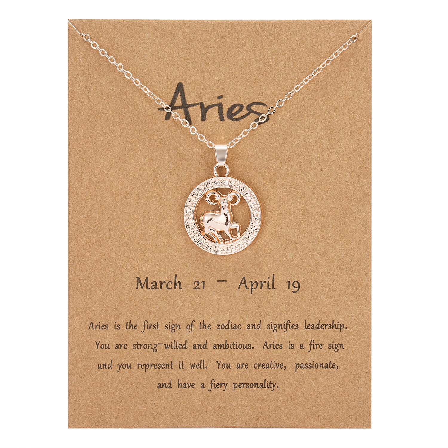 Trendige halsketten mit anhängern 12 sternzeichen-motiven in roségold für damen und herren – löwe-motiv, ideal als grußkarte, geburtstagsgeschenk oder familienschmuck.: Widder