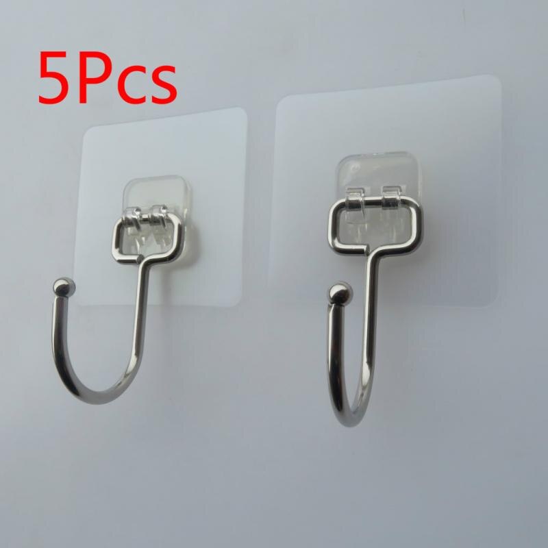 5Pcs Roestvrij Staal Grote Haken Non-marking Stickers Punch-Gratis Haak Sterke Haak Mulifunctional Haak Keuken badkamer Haak: 5Pcs 02