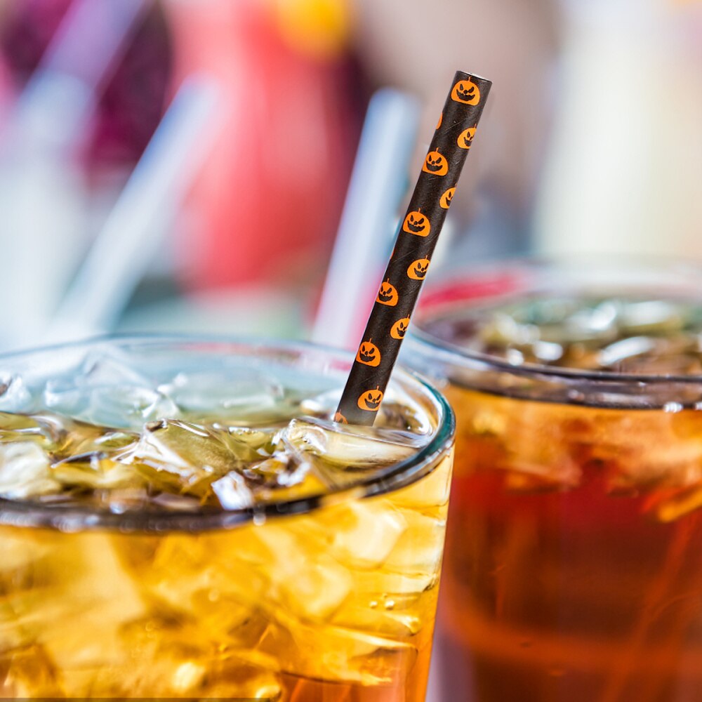 125 stuks wegwerpbare lichtgewicht drinkrietjes, papieren rietjes, feestbenodigdheden voor halloween