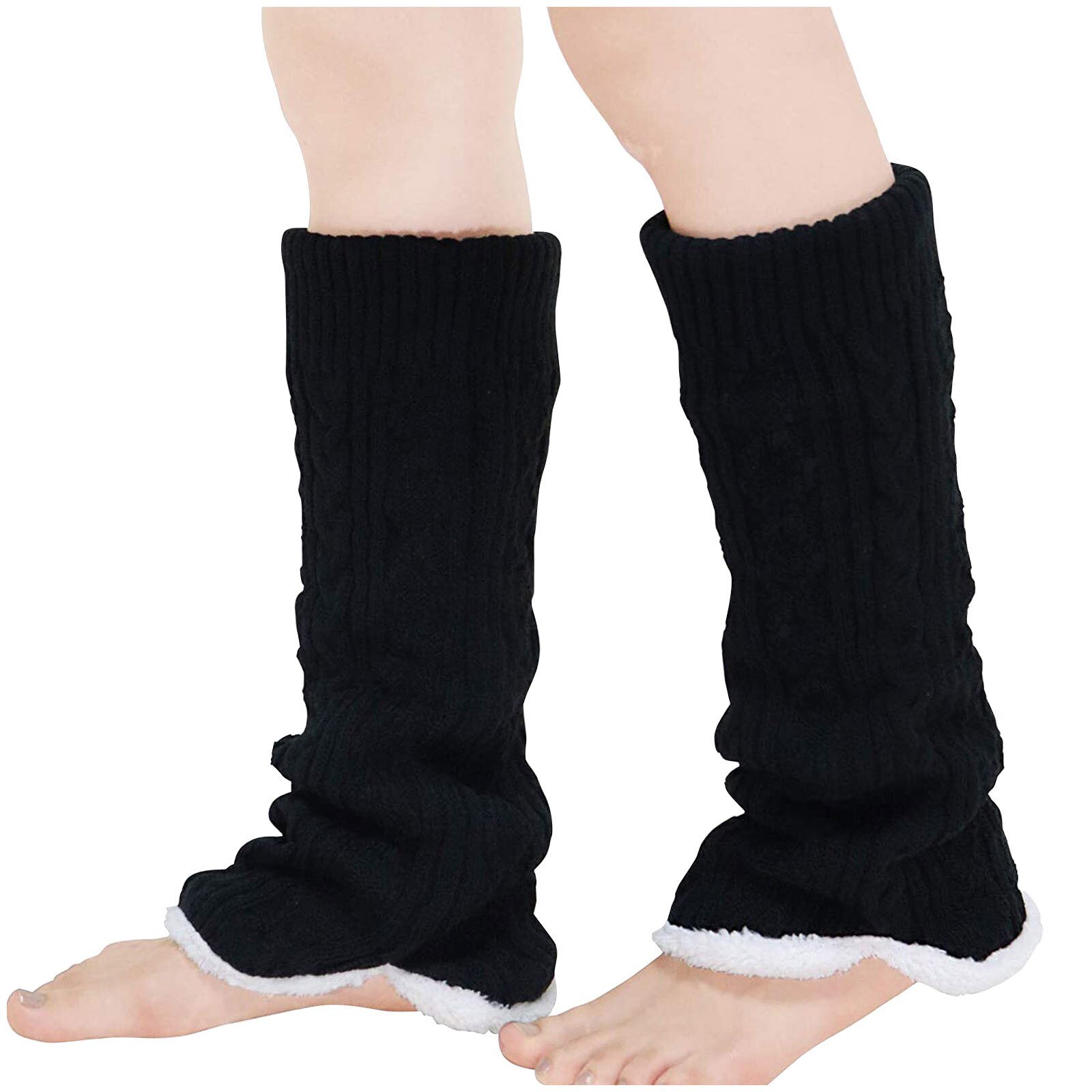 Calentadores de piernas de Invierno para mujer, largos, cálidos, gruesos, a prueba de frío, de felpa, estilo japonés, tejido sólido, calentadores de piernas