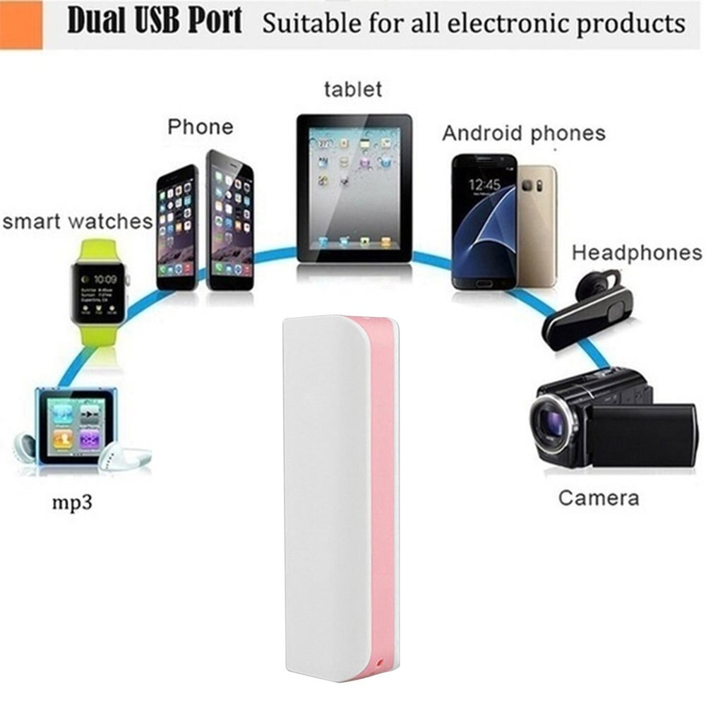 Rose batterie externe coque soudure gratuite Ports USB batterie externe PCB chargeur boîtier bricolage Kits alimentés par 2600mAh 18650 batterie