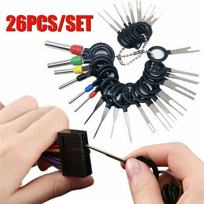 26pcs Terminal Removal Tool Car Electrical Wiring Crimp Connector Pin Extractor Car Terminal Removal Tools Pin Extractor