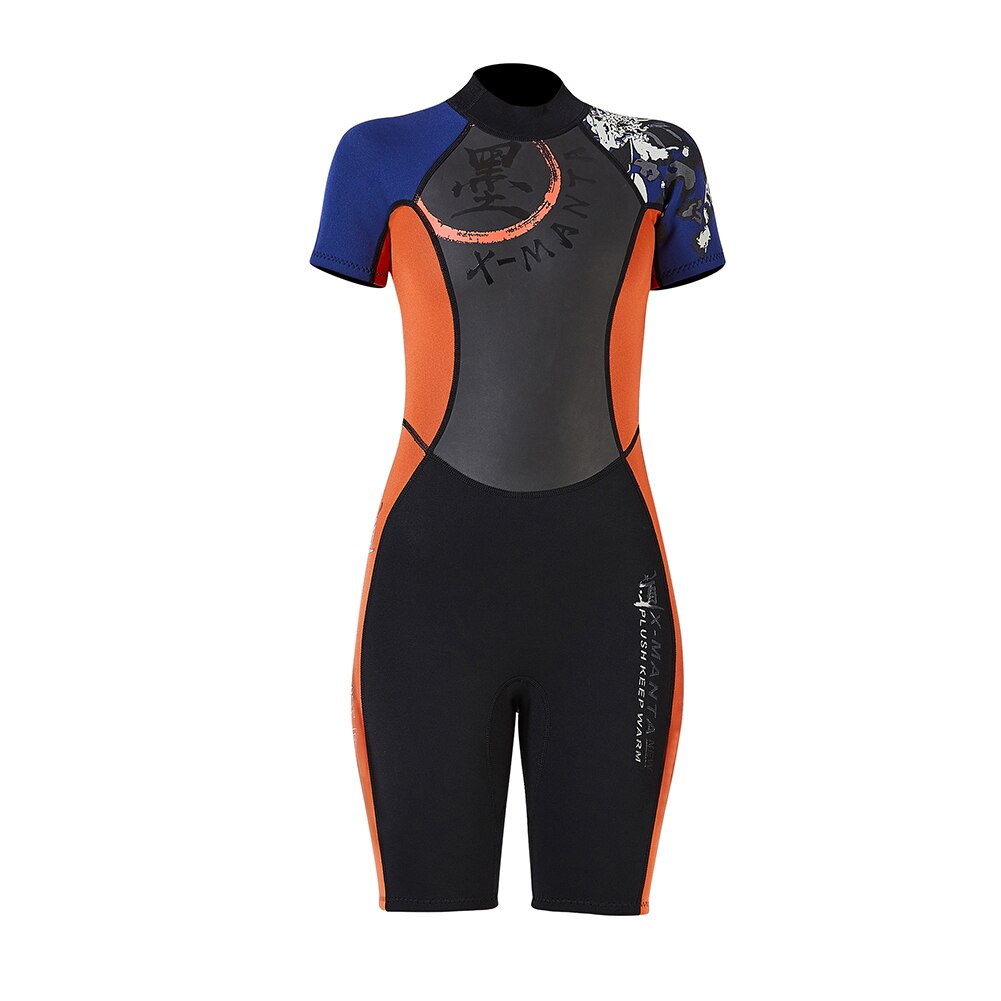 Traje de neopreno de 3mm para hombre y mujer, S-XXL de una pieza para mantener el calor, traje de baño de manga corta para Surf y buceo: Orange M women