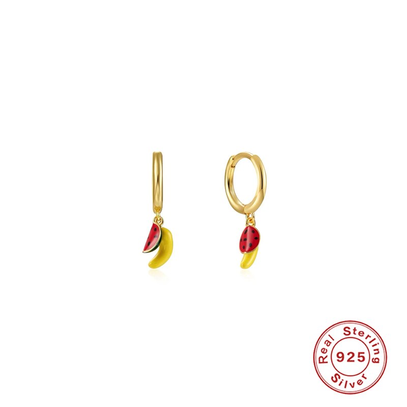 CANNER Fruit Design smalto pendenti orecchini a cerchio per donna simpatici ciondoli creazione di gioielli fai da te ciliegia fragola orecchini accessori: 5