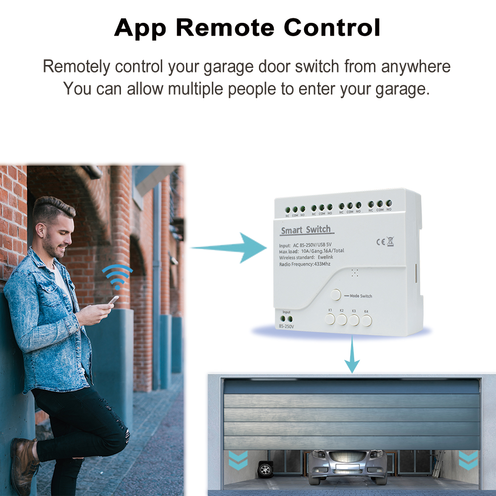 Módulo de interruptor Wifi inteligente eWeLink de 4 canales, 12V, 24V, 7-32V, 220V, 85V-250V, 10A, relé de 4 canales, funciona con Alexa y Google Home