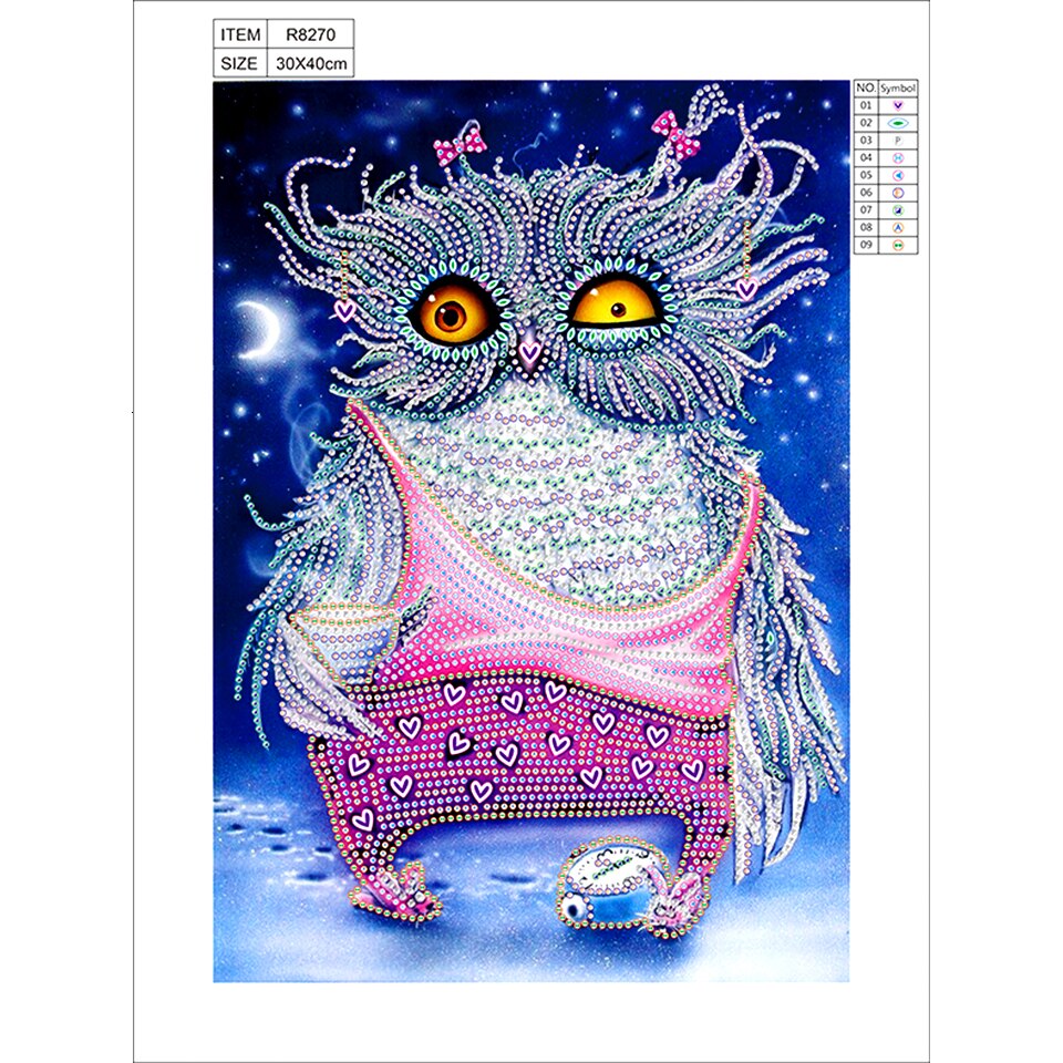 AZQSD spécial forme diamant peinture mosaïque animaux broderies diamant broderie hibou artisanat 24x34cm