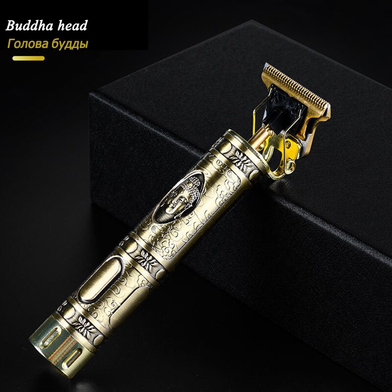 Tondeuse à cheveux dorée tondeuses rechargeables USB T9 Machine de finition de cheveux professionnelle barbe électrique rasage gravure t-outliner