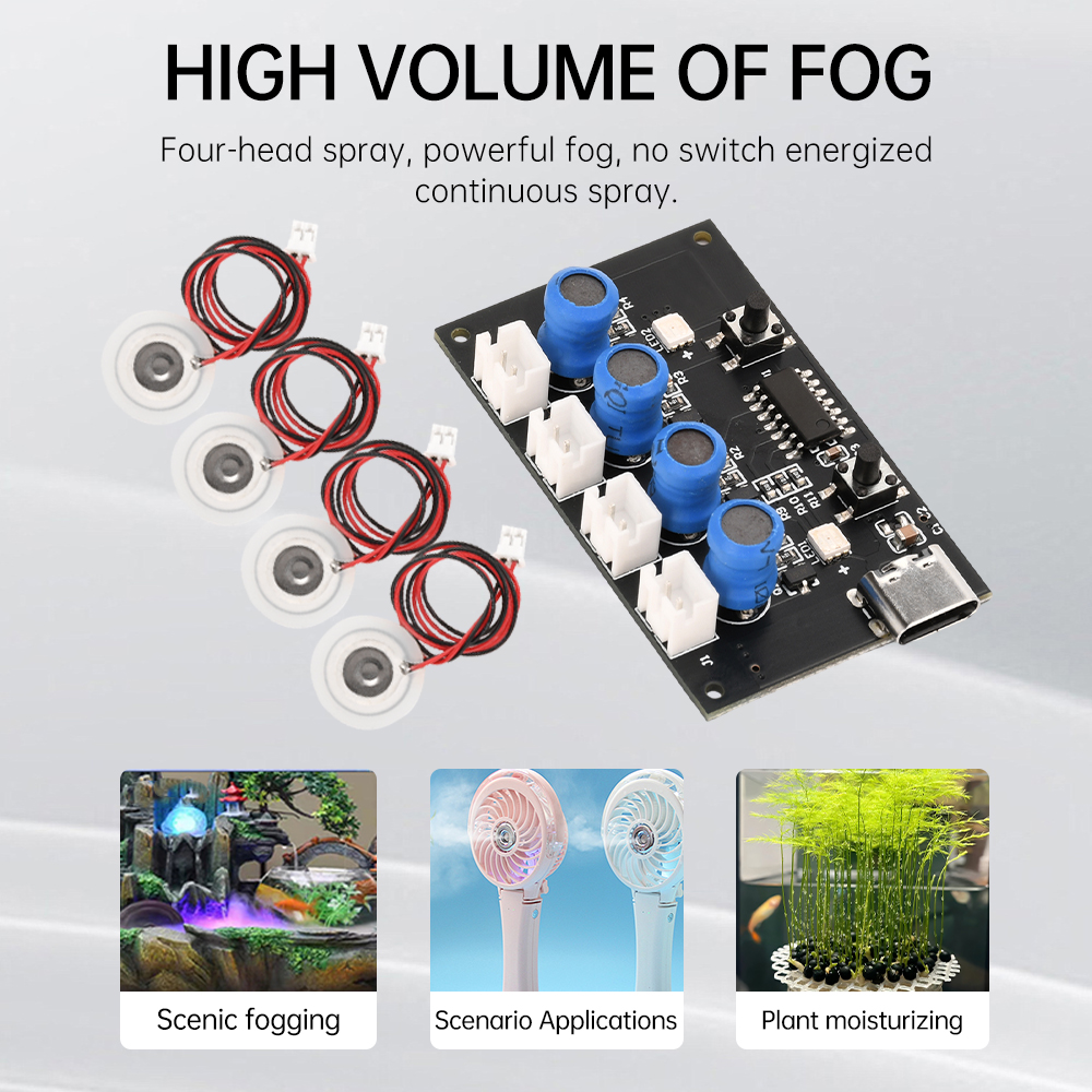 Humidifier Module DIY Kit Nebulizing Control Board Ultrasonic Nebulizer Mist Maker Driver Circuit Board 4 Fogger Atomization