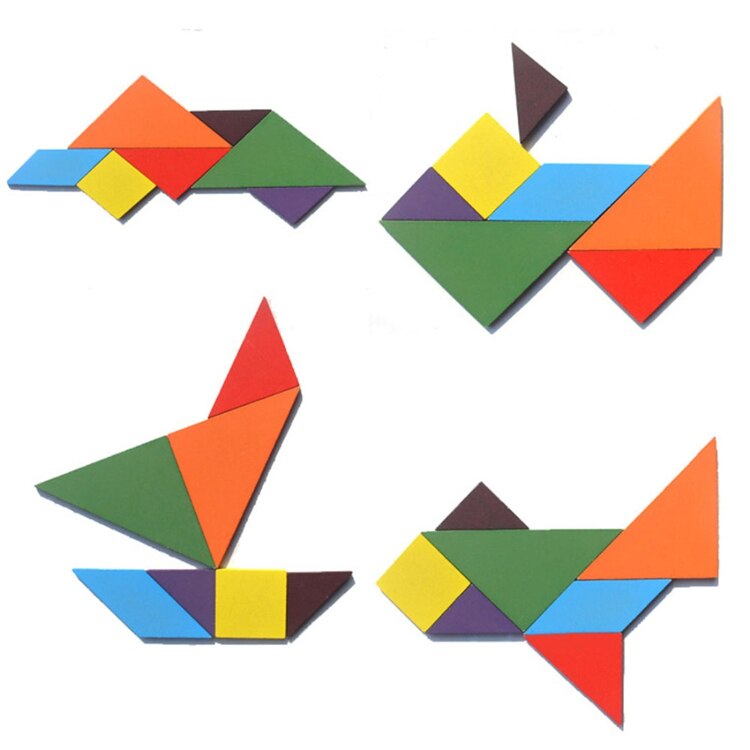 Houten Tangram 7 Stuk Puzzel Speelgoed Voor Kinderen Leren Educatief Kleurrijke Vierkante Cube Game Hersenen Intelligent Speelgoed