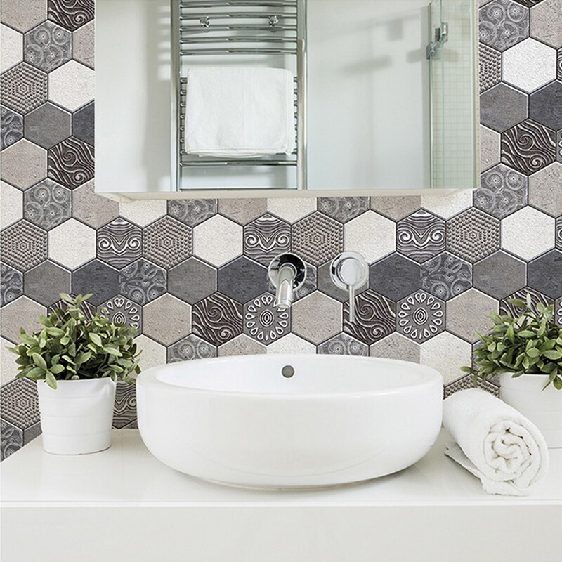 Självhäftande kök backsplash kakel tegel tapet 3d vintage pvc vägg klistermärke paneler för badrum väggar dekor vattentät