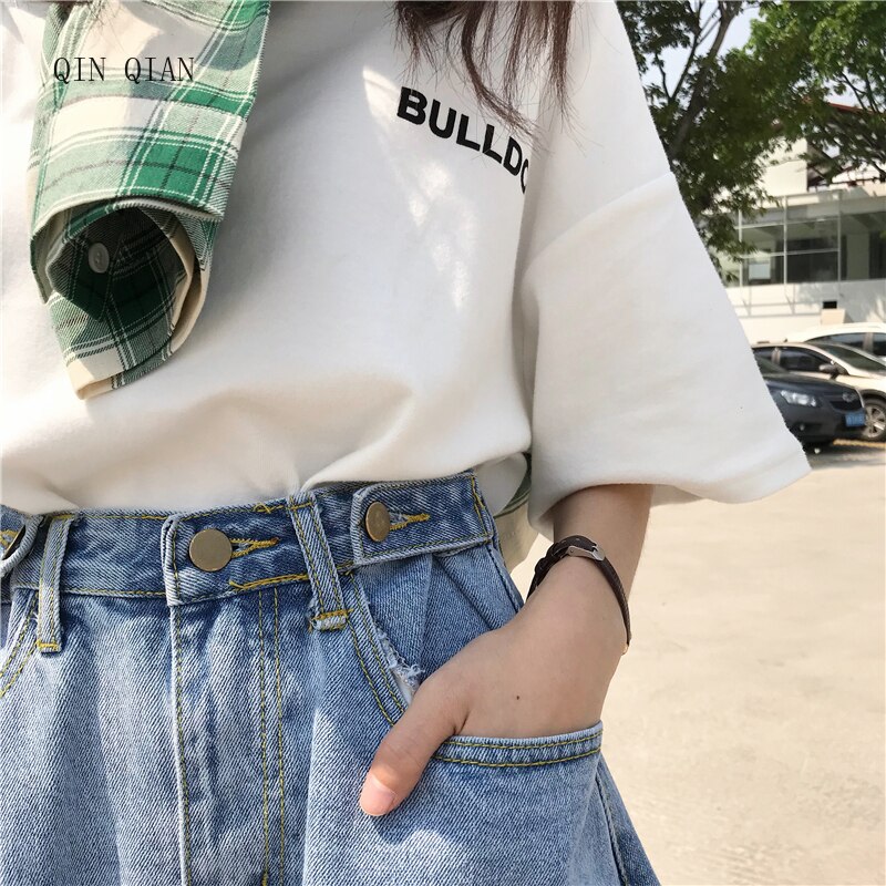 Women's Buttom Korean Punk Harajuku Ulzzang Loose Ins Denim Shorts Female Cute Vintage Kawaii Trousers For Women