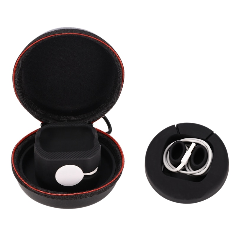 2 in 1 Holder for Apple Watch Series 4/3/2/1 Airpods Round Easy Carry with Hook Watch Bag PU with Silicone