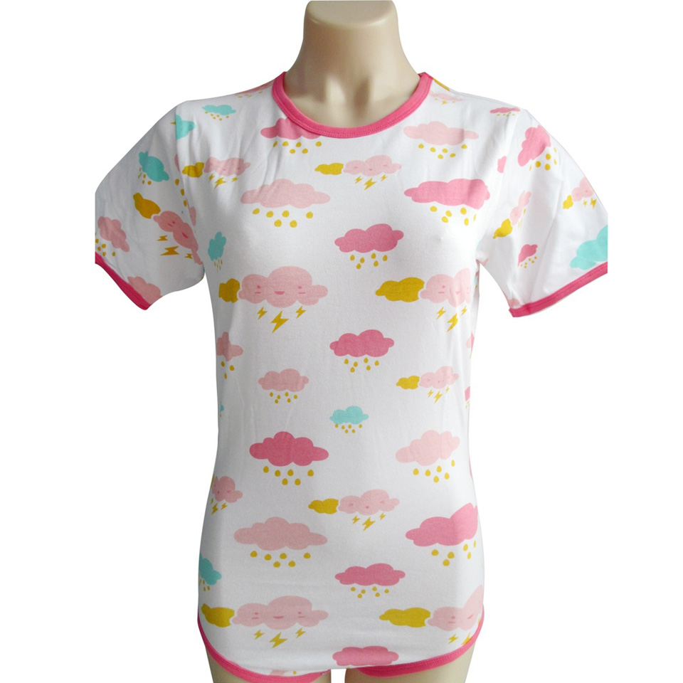 ABDL Onesie adulto pijamas de bebé adulto nubes coloridas de impresión de manga corta mono adulto para pareja para bebé adulto