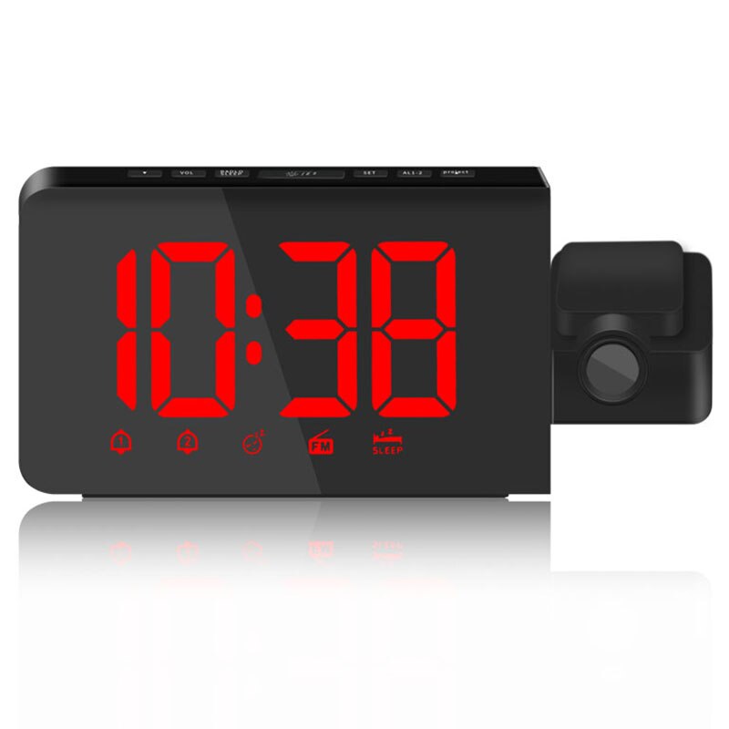 Changing Of Brightness Day/Night AC Power FM Radio Clock ,12/24 Hour Projection Snooze Alarm Table Clock: Red