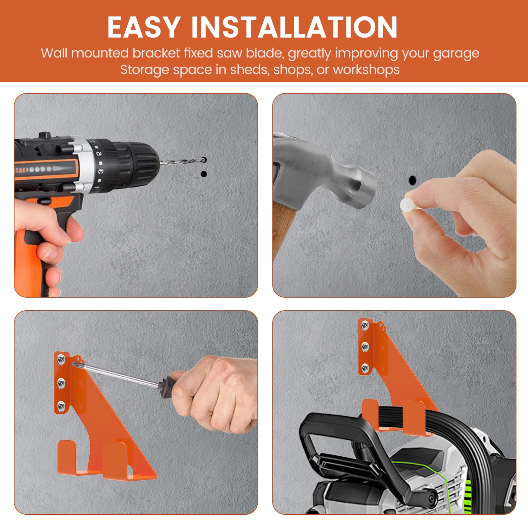 Kettensägen-Wandhalterung aus Metall, robuste Kettensägenhaken, Wandmontage-Kettensägenständer, robuste Halterung für Kettensägen der Stihl-Serie