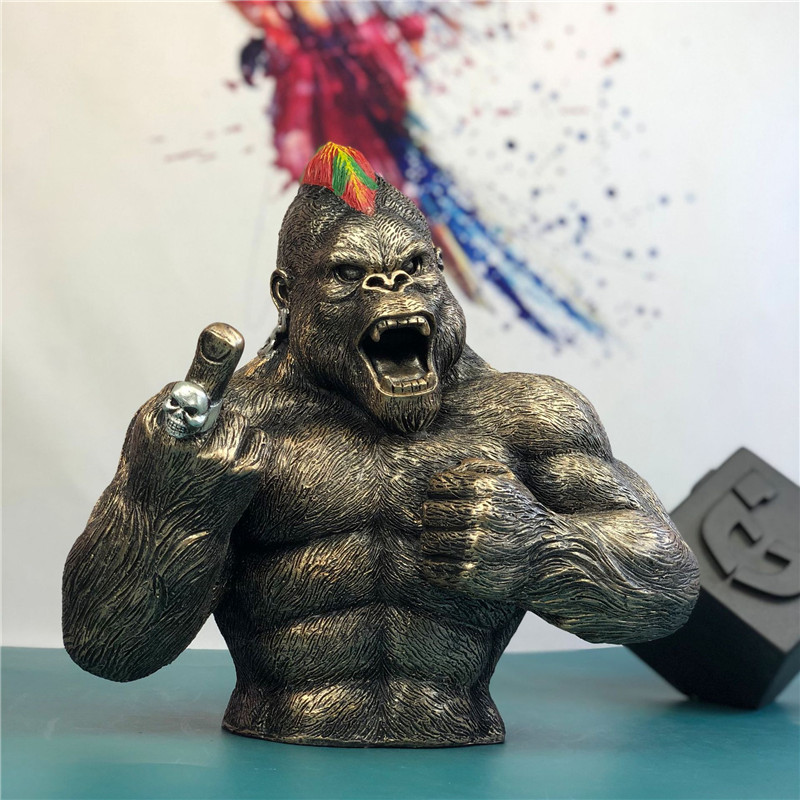 Statue de gorille King Kong en résine, Sculpture de personnalité, décoration créative pour la maison, ornements de salon,: Type B-1
