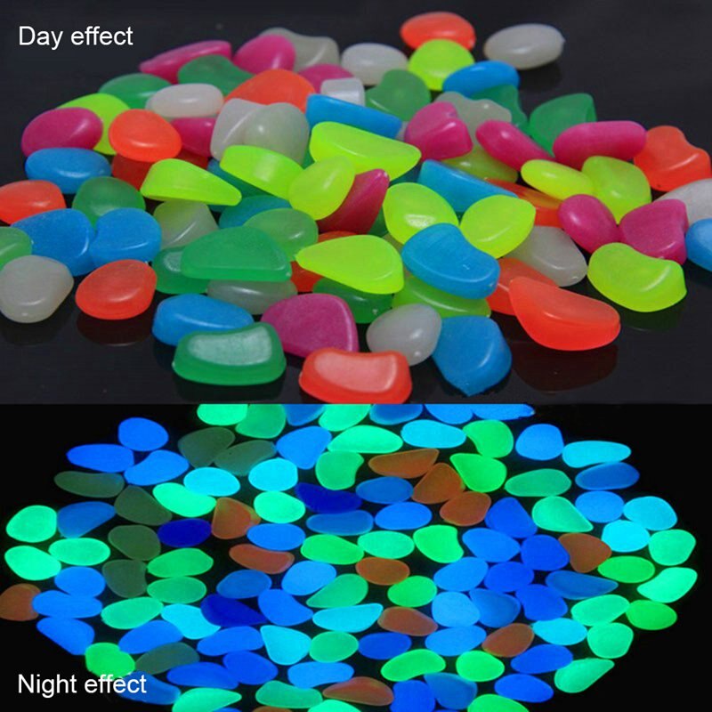 Opening 300 Pc Lichtgevende Stenen Glow In The Dark Tuin Loopbruggen Plant Yard Decor Kunstmatige Pebble Voor Aquarium Fish