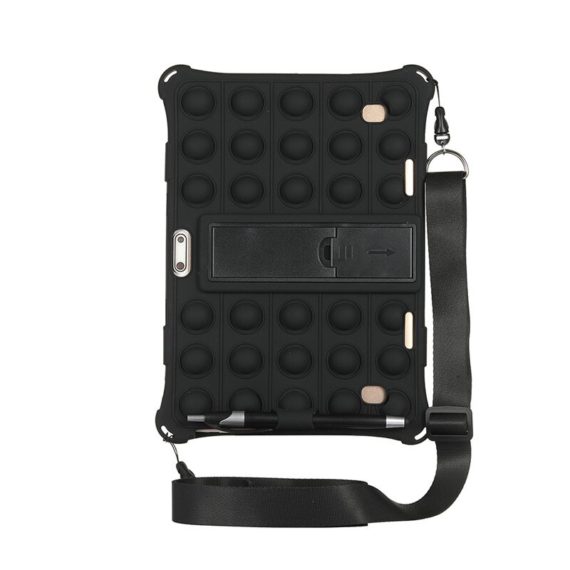 Funda Universal de silicona suave para niños, protector a prueba de golpes para Tablet PC Android de 10,1 pulgadas, 24x17cm, 10,1 pulgadas, 3G/4G, bolígrafo y correa: Black-SP