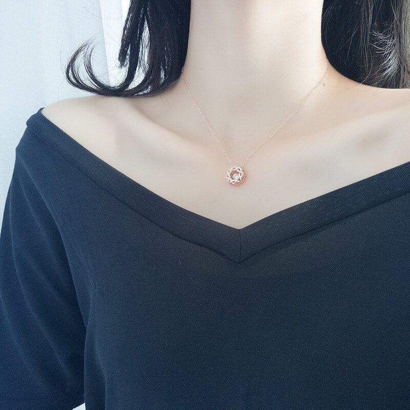 925 Zilveren Ster Smart Ketting Vrouw Holle Out Met Zirkonium Steen Ketting Verklaring Kettingen