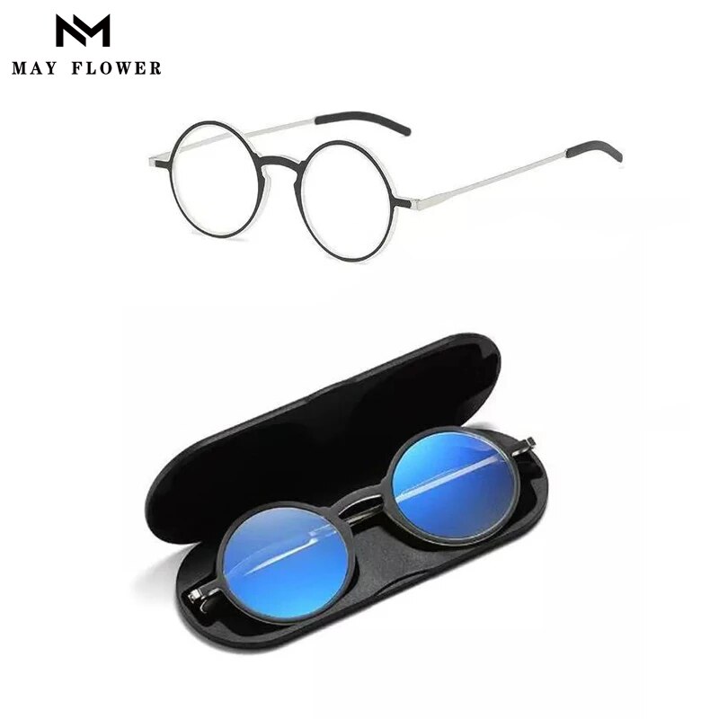 Mei Bloem Frame Vrouwelijke Bril Anti-blauw Licht mannen Leesbril Met Case Brillen Frame vrouwen óculos de grau +4