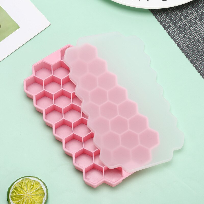 Ice Cube Maker Giant Jumbo Big Ice Tray Mold Honeycomb Ice Cube Trays With Removable Lids Easy-Release Square Tray Ice Cube Mold: 02