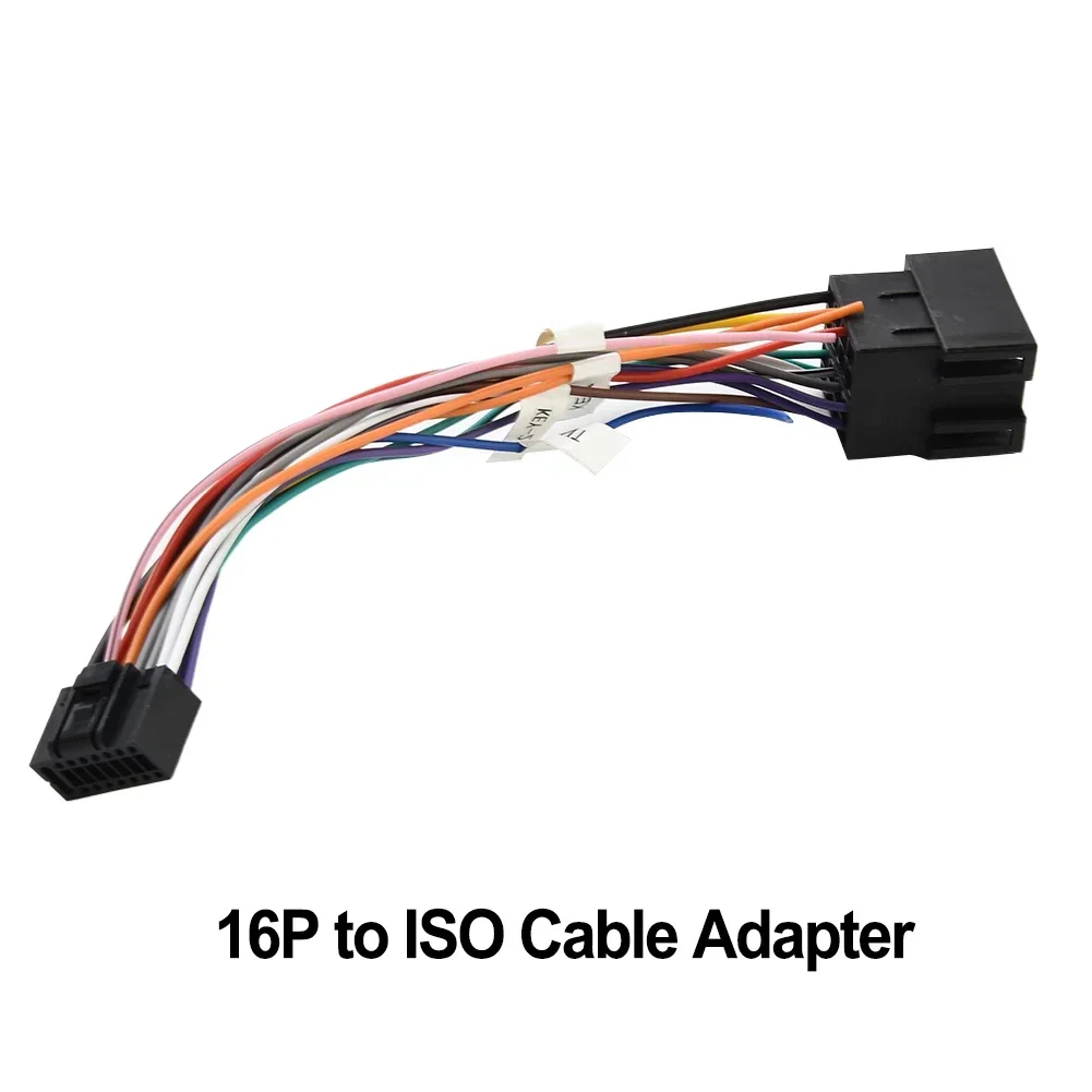 16 Pin To ISO Connector Harness Adapter Plug Play Extension Wiring Cable For Aftermarket Car Audio Radio Head Unit