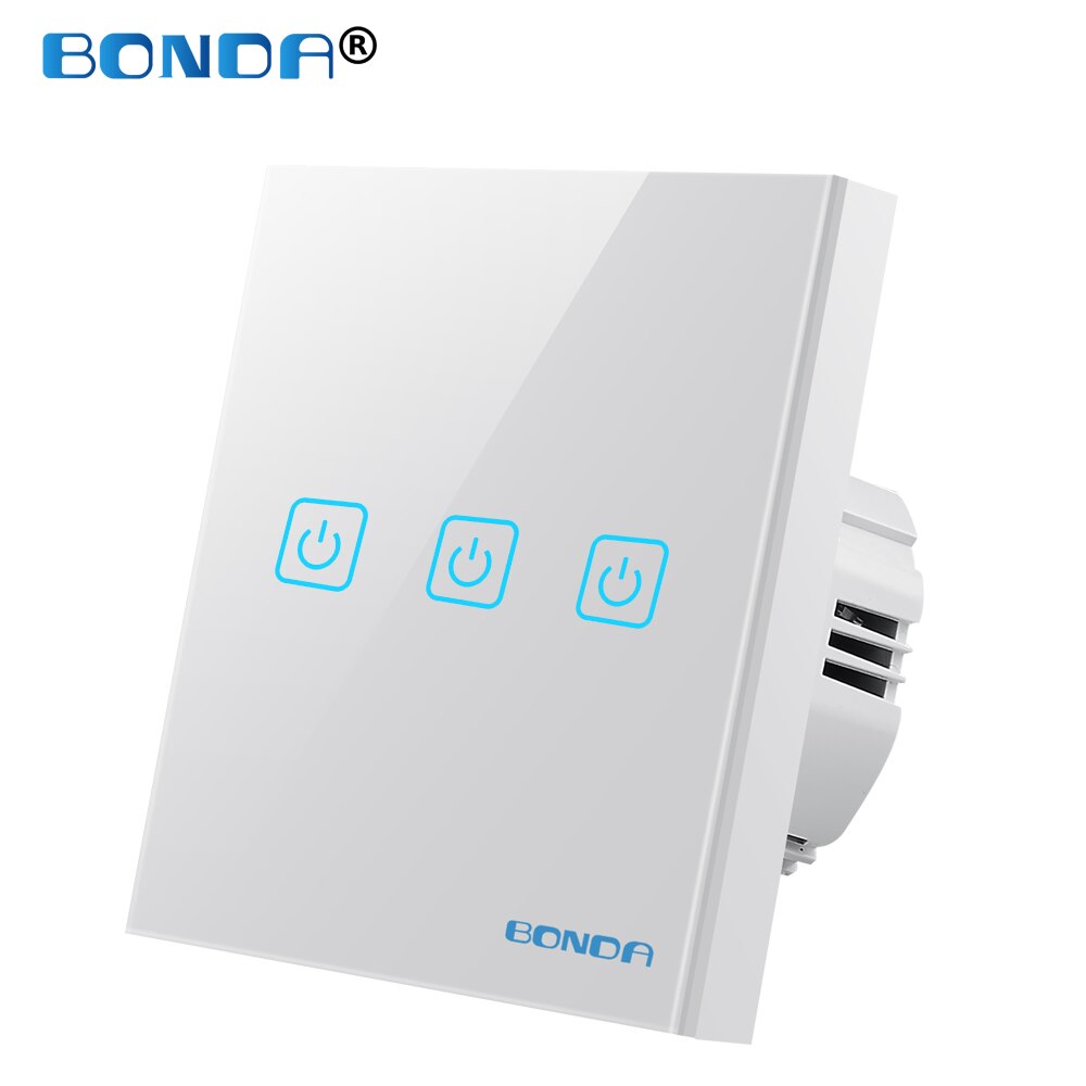 Touch Switch EU Standard AC 110-220V Tempered Crystal Glass Panel Light Sensor Switches Wall Lamp LED Backlight 1/2/3 Gang 1 Way: 601 Gray 03