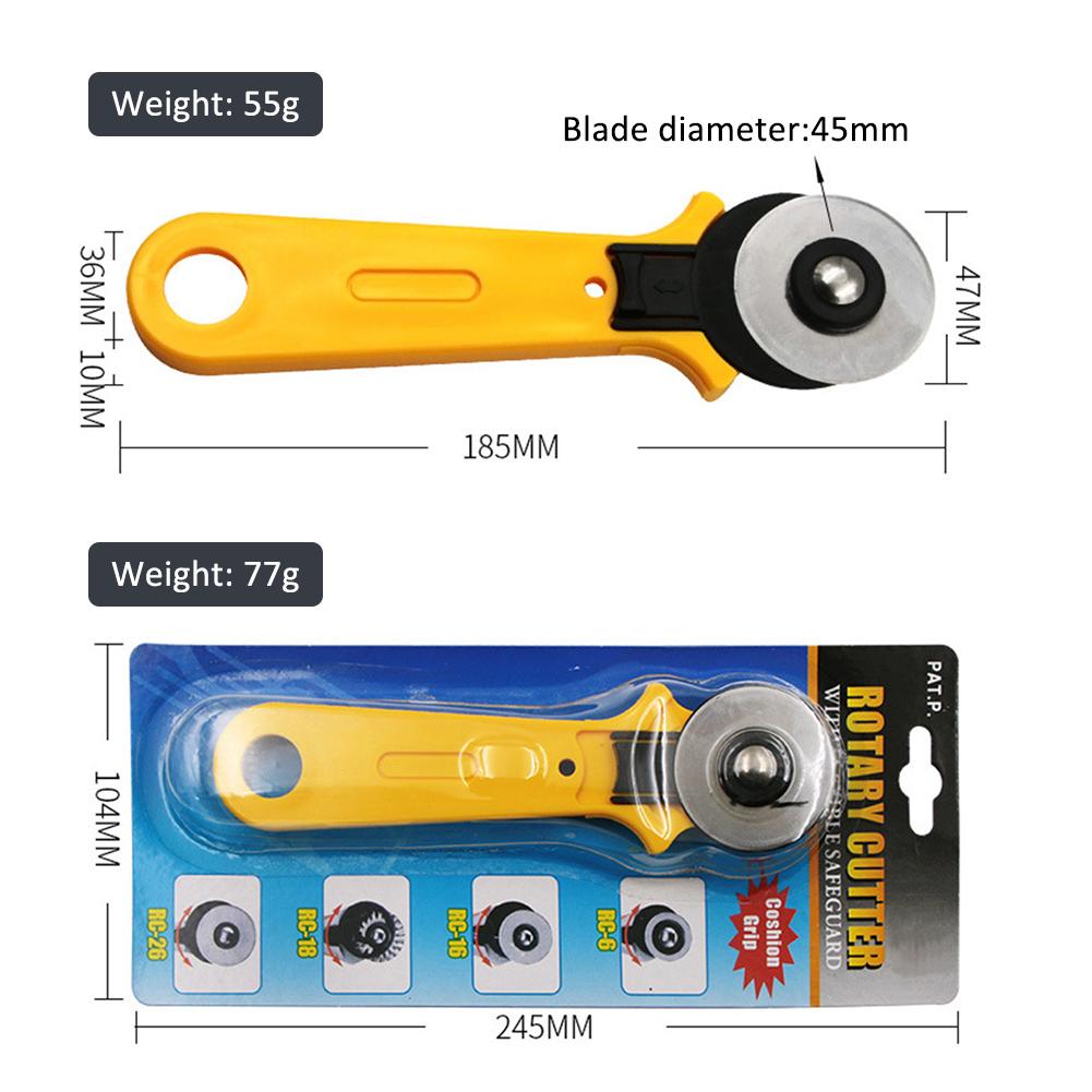 45mm Hob Cloth Cutting Cutter Manual Patchwork Tool Leather Wallpaper Round Roller Cutter Set With Non-slip Handle