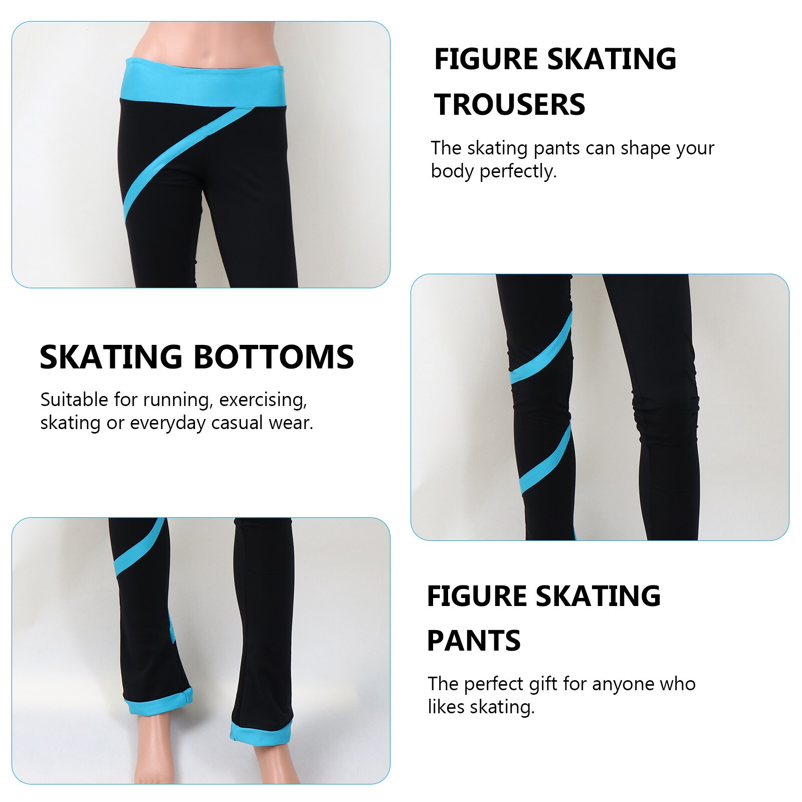 Skating Pants With Spiral Strip Figure Skating Training Pants For Women