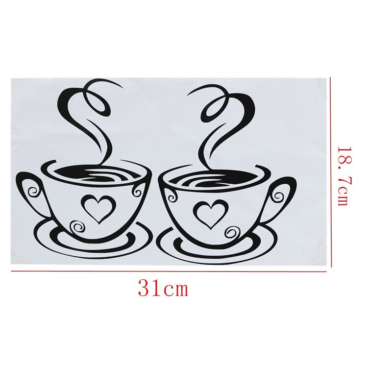 Nyaste vackra kaffekoppar café te väggdekor vinylkonstdekal kök restaurang väggdekor y -256