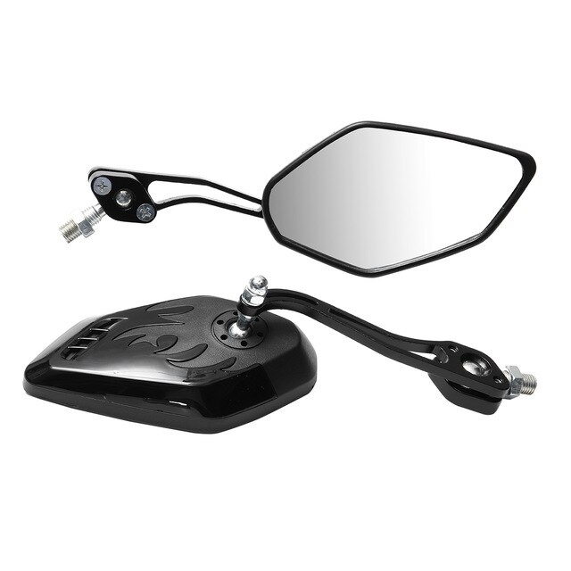 2 pièces/ensemble rétroviseurs universels moto moto 360 degrés Rotation moto Scooter rétroviseurs latéraux 8/10mm: black