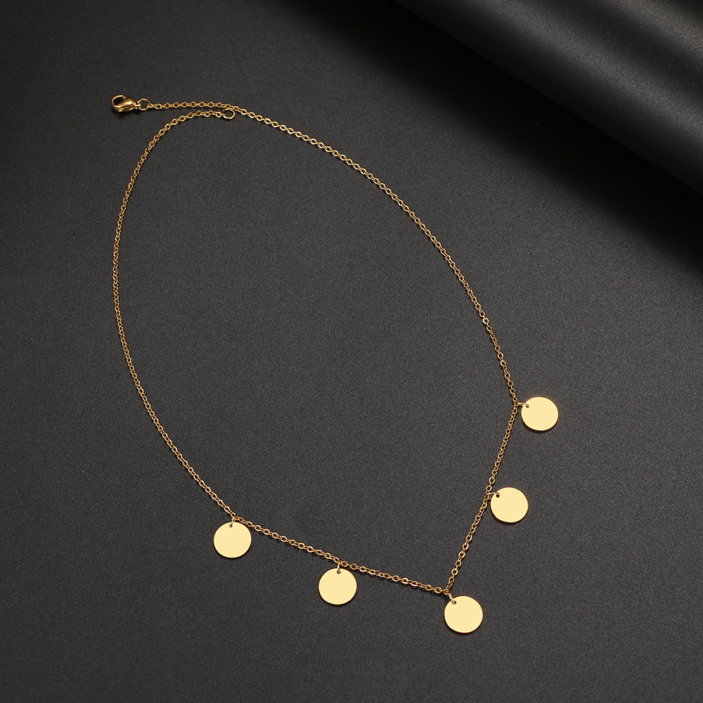 2022 new stainless steel round circle necklaces geometric style simple fashionable women's necklace jewelry