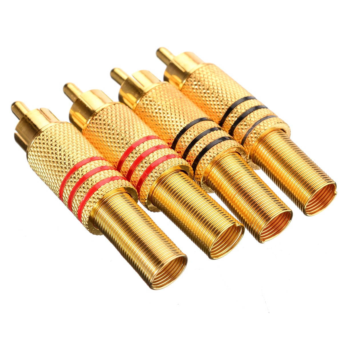 4pcs Gold Plated Rca Connector Rca Phono Male Plug Solder Audio Video Cable Adapter Connectors 0104