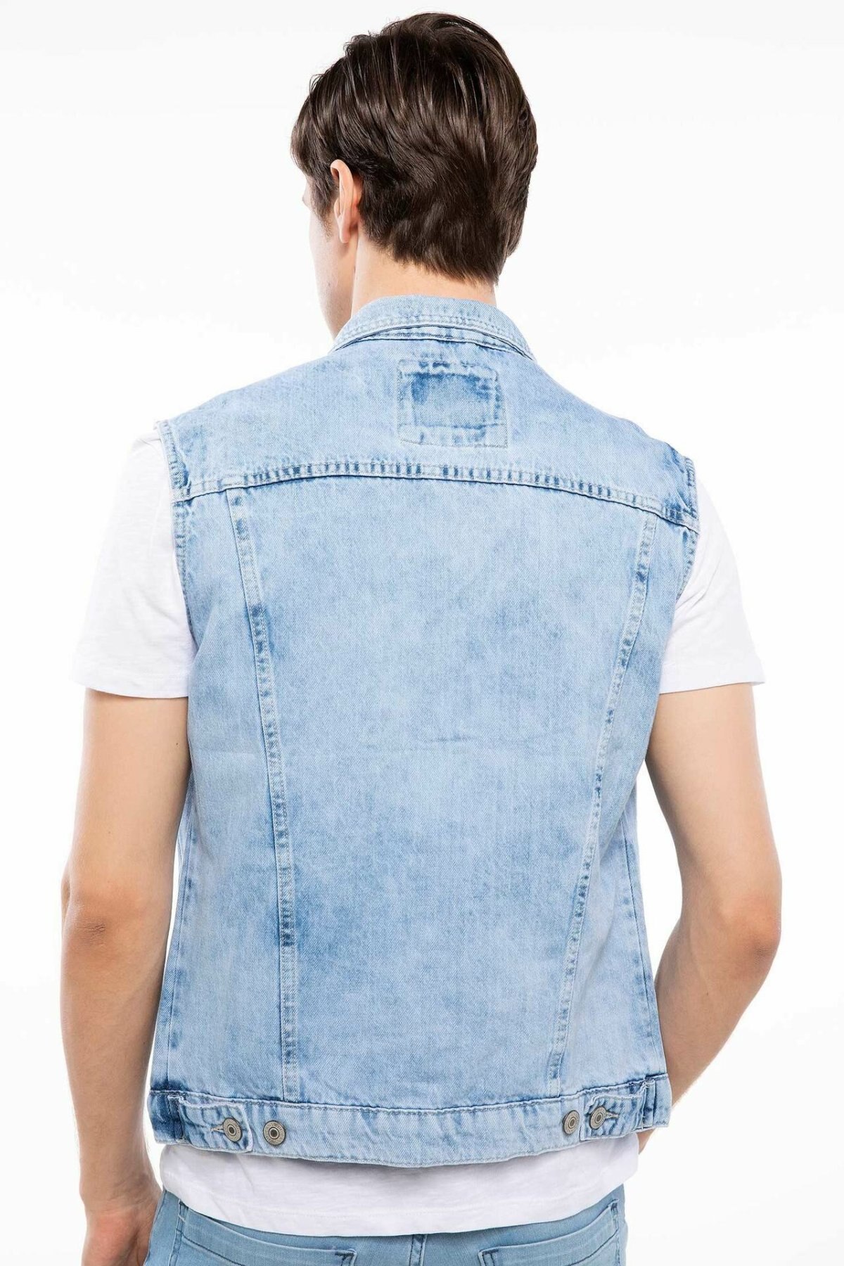 DeFacto hommes revers bleu Jean gilet veste mâle Denim Simple mince loisirs poches manteaux hommes Autumn-J0698AZ18AU