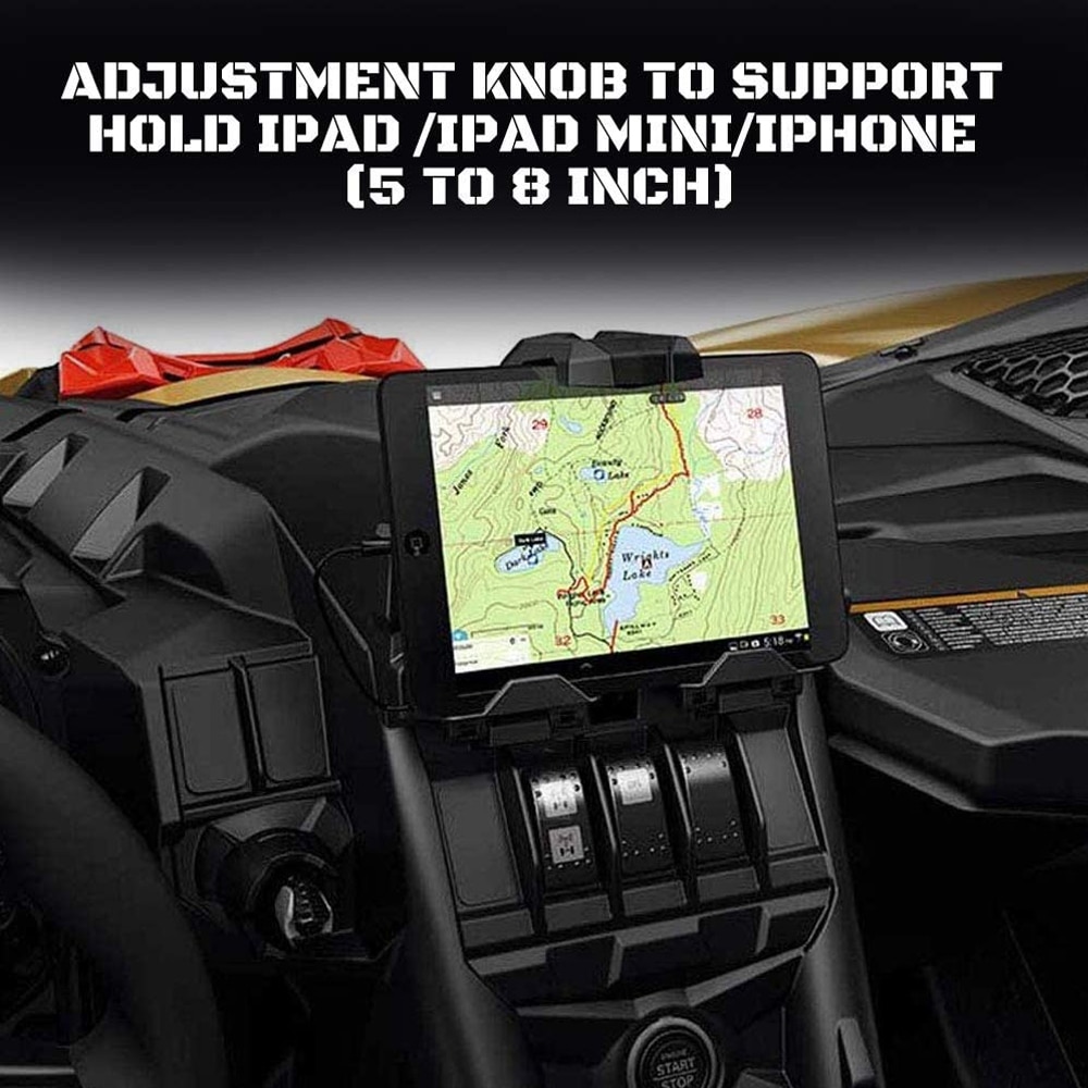 Electronic Device Holder With Integrated Storage For Can Am Maverick X3 Models Smartphone Navigation Stand Black